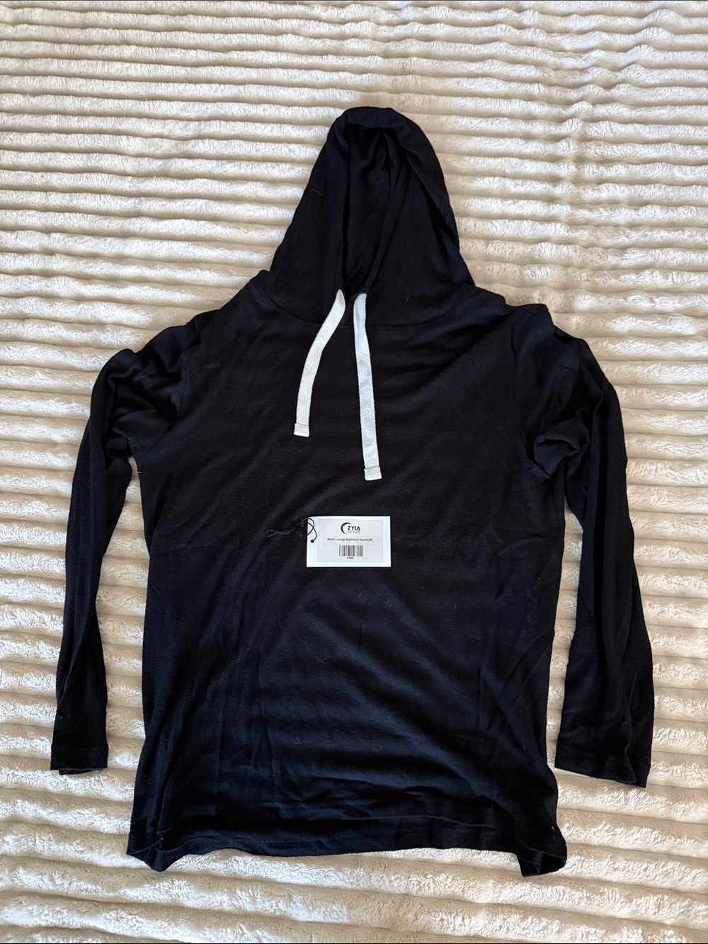 NWT ZYIA Black Lounge Boyfriend Hoodie Size Medium #648